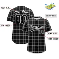 Black Gray Plaid Authentic Baseball Jersey 2