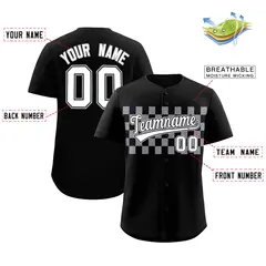Black Gray Plaid Fashion Authentic Baseball Jersey 2