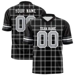 Black Gray Plaid Pattern Authentic Football Jersey