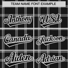 Black Gray Plaid Pattern Varsity Letterman Baseball Jacket 3