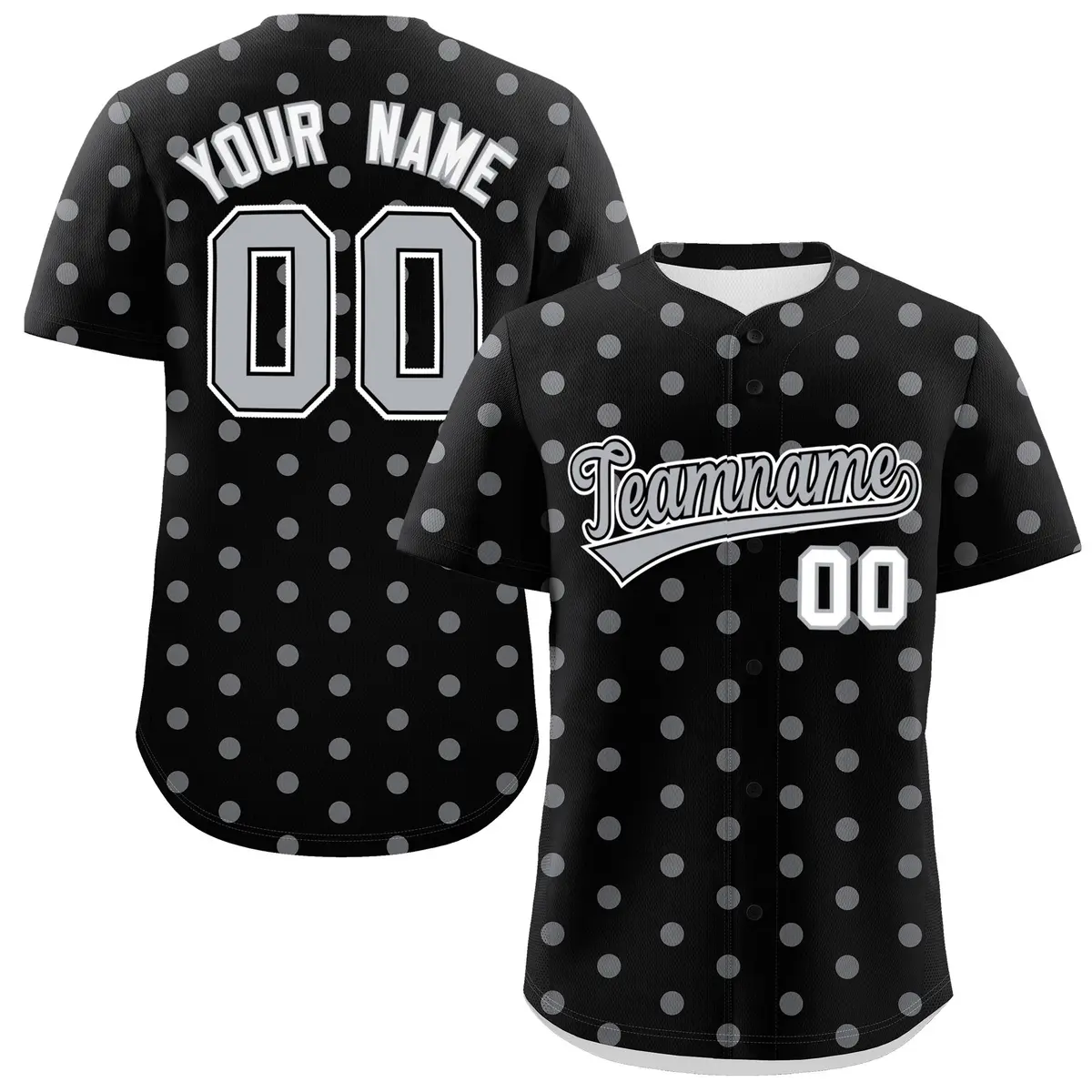 Black Gray Polka Dot Graffiti Authentic Baseball Jersey