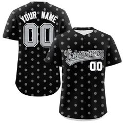 Black Gray Polka Dot Graffiti Authentic Baseball Jersey 1