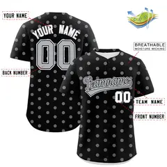Black Gray Polka Dot Graffiti Authentic Baseball Jersey 2