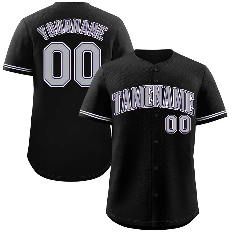 Black Gray-Purple Classic Style Baseball Jersey