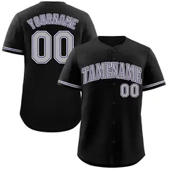 Black Gray-Purple Classic Style Baseball Jersey 1