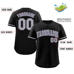 Black Gray-Purple Classic Style Baseball Jersey 2