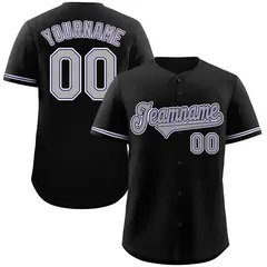 Black Gray-Purple Classic Style Baseball Jersey 1