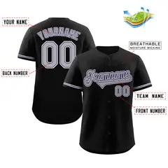 Black Gray-Purple Classic Style Baseball Jersey 2