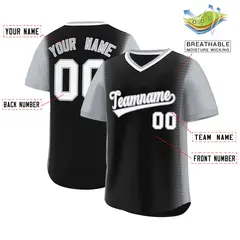 Black Gray Raglan Pullover Authentic Baseball Jersey 2