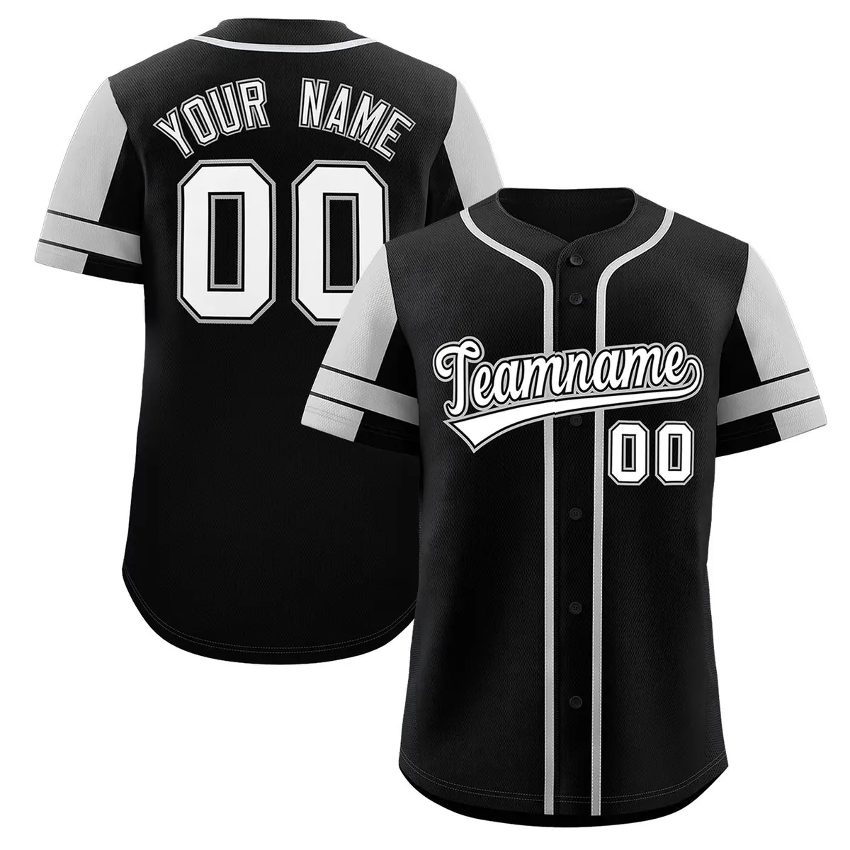 Black Gray Raglan Sleeves Authentic Baseball Jersey
