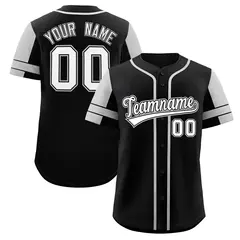 Black Gray Raglan Sleeves Authentic Baseball Jersey 1