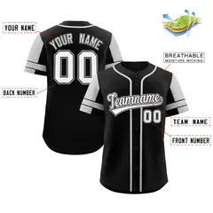 Black Gray Raglan Sleeves Authentic Baseball Jersey 2