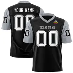 Black Gray Raglan Sleeves Authentic Football Jersey