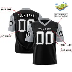 Black Gray Raglan Sleeves Authentic Football Jersey 2