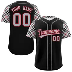 Black Gray-Red Raglan Sleeves Authentic Baseball Jersey 1