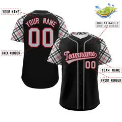 Black Gray-Red Raglan Sleeves Authentic Baseball Jersey 2