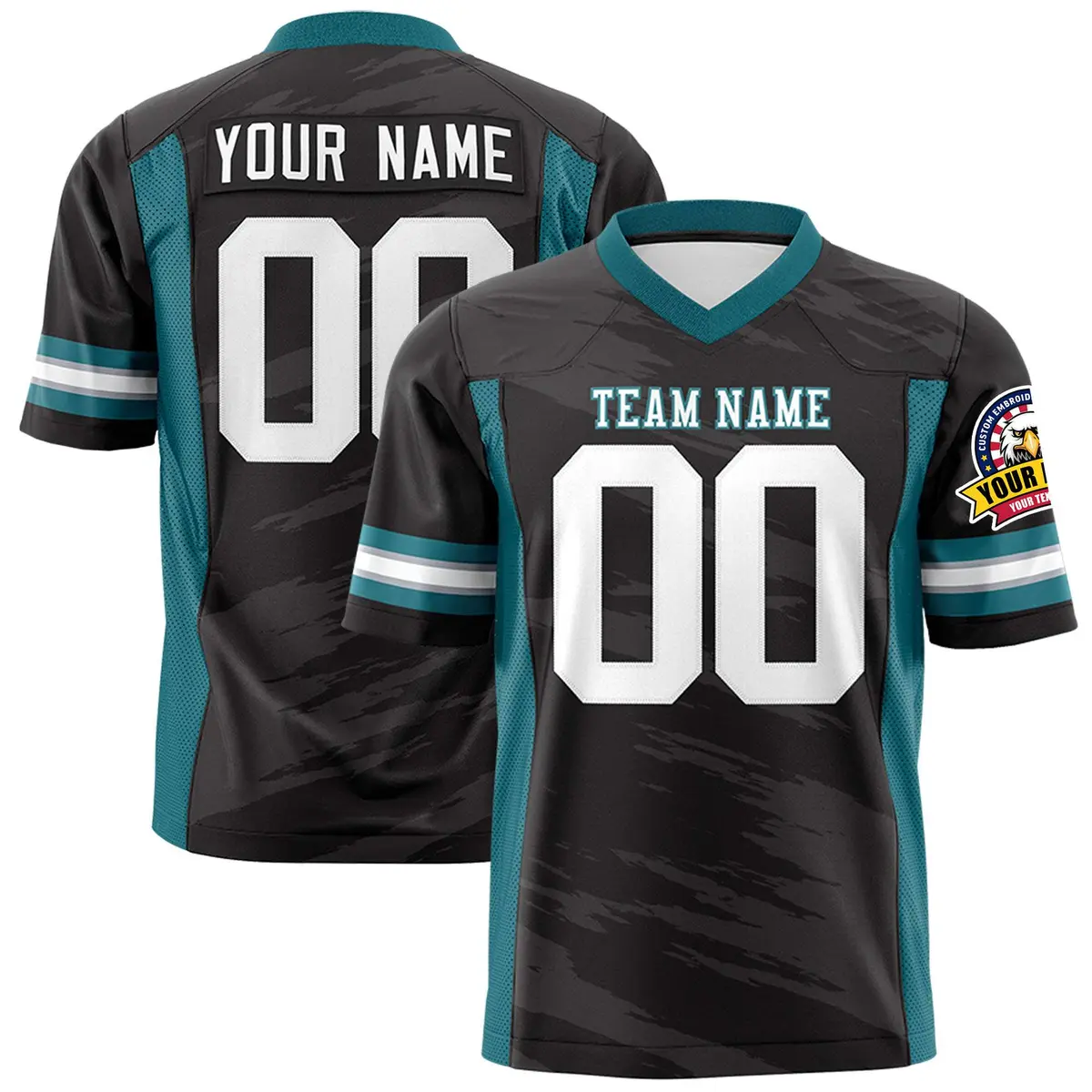 Black Gray Scratch Pattern Authentic Football Jersey
