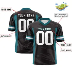 Black Gray Scratch Pattern Authentic Football Jersey 2