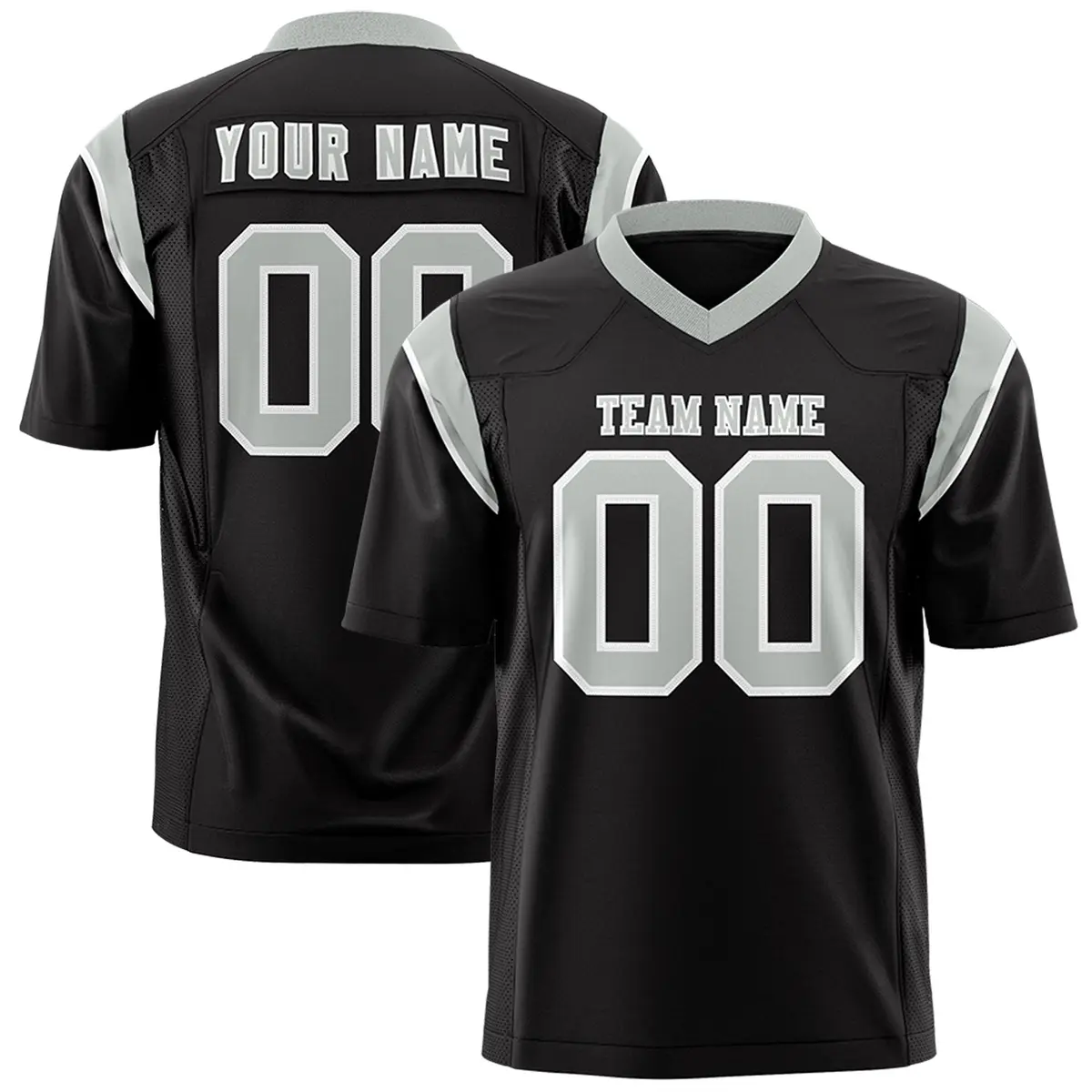 Black Gray Shoulder Cut Two-Tone Flag Football Jersey