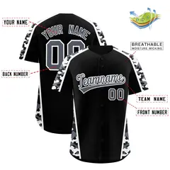 Black Gray Side Camo Baseball Jersey 2