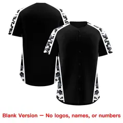 Black Gray Side Camo Baseball Jersey 7
