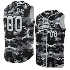 Black Gray Silver Camo Sleeveless Baseball Jersey 1