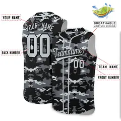 Black Gray Silver Camo Sleeveless Baseball Jersey 2