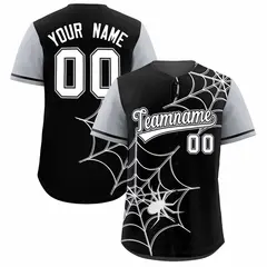 Black Gray Spider Web Raglan Authentic Baseball Jersey