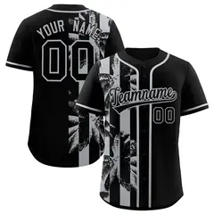 Black Gray Split Coconut Tree Design Baseball Jersey