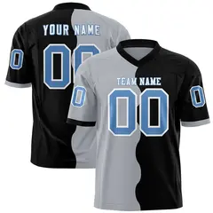 Black Gray Split Fashion Mesh Football Jersey