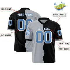 Black Gray Split Fashion Mesh Football Jersey 2