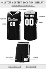 Black Gray Star Graffiti Pattern Basketball Jersey 2
