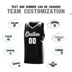 Black Gray Star Graffiti Pattern Basketball Jersey 4