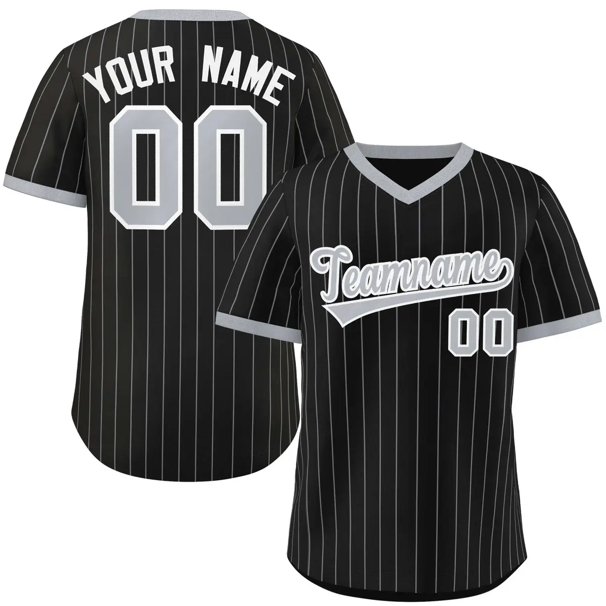 Black Gray Stripe Authentic Pullover Baseball Jersey