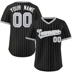 Black Gray Stripe Authentic Pullover Baseball Jersey 1