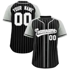 Black Gray Stripe Raglan Sleeves Authentic Baseball Jersey