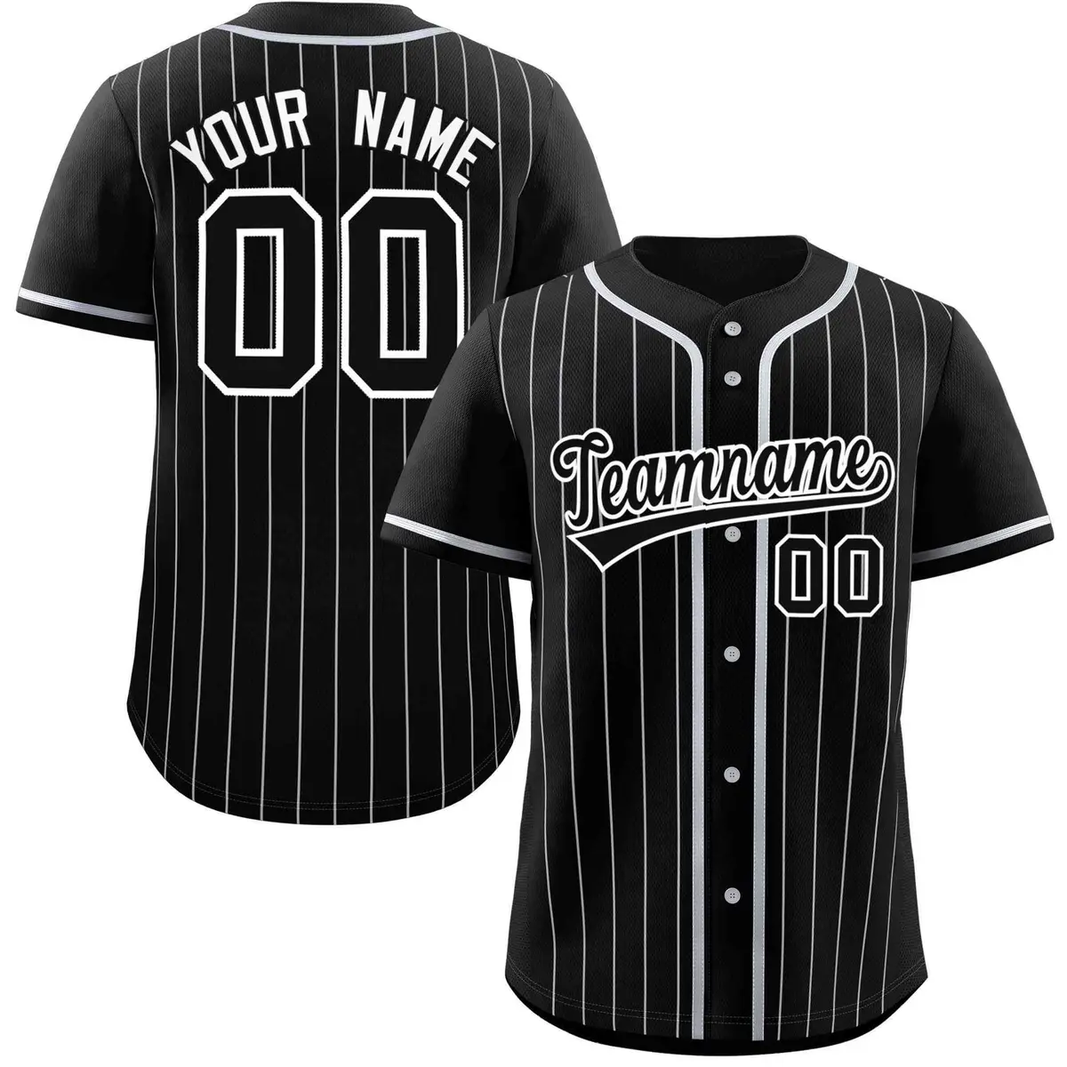 Black Gray Stripe Raglan Sleeves Authentic Baseball Jersey