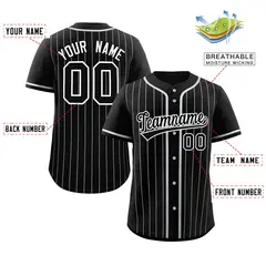 Black Gray Stripe Raglan Sleeves Authentic Baseball Jersey 2