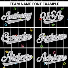 Black Gray Stripe Star Pattern Authentic Baseball Jersey 3