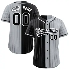 Black Gray Striped Two Tone Authentic Baseball Jersey 1