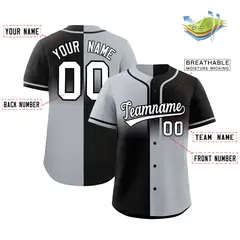 Black Gray Symmetrical Gradient Authentic Baseball Jersey 2