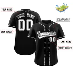 Black Gray Thorns Ribbed Authentic Classic Baseball Jersey 2