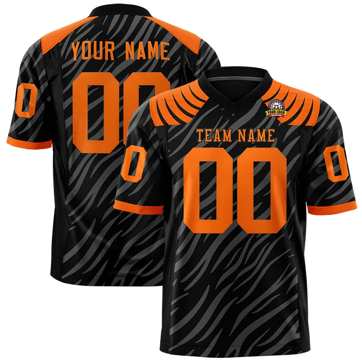 Black Gray Tiger Stripe Graffiti Pattern Football Jersey