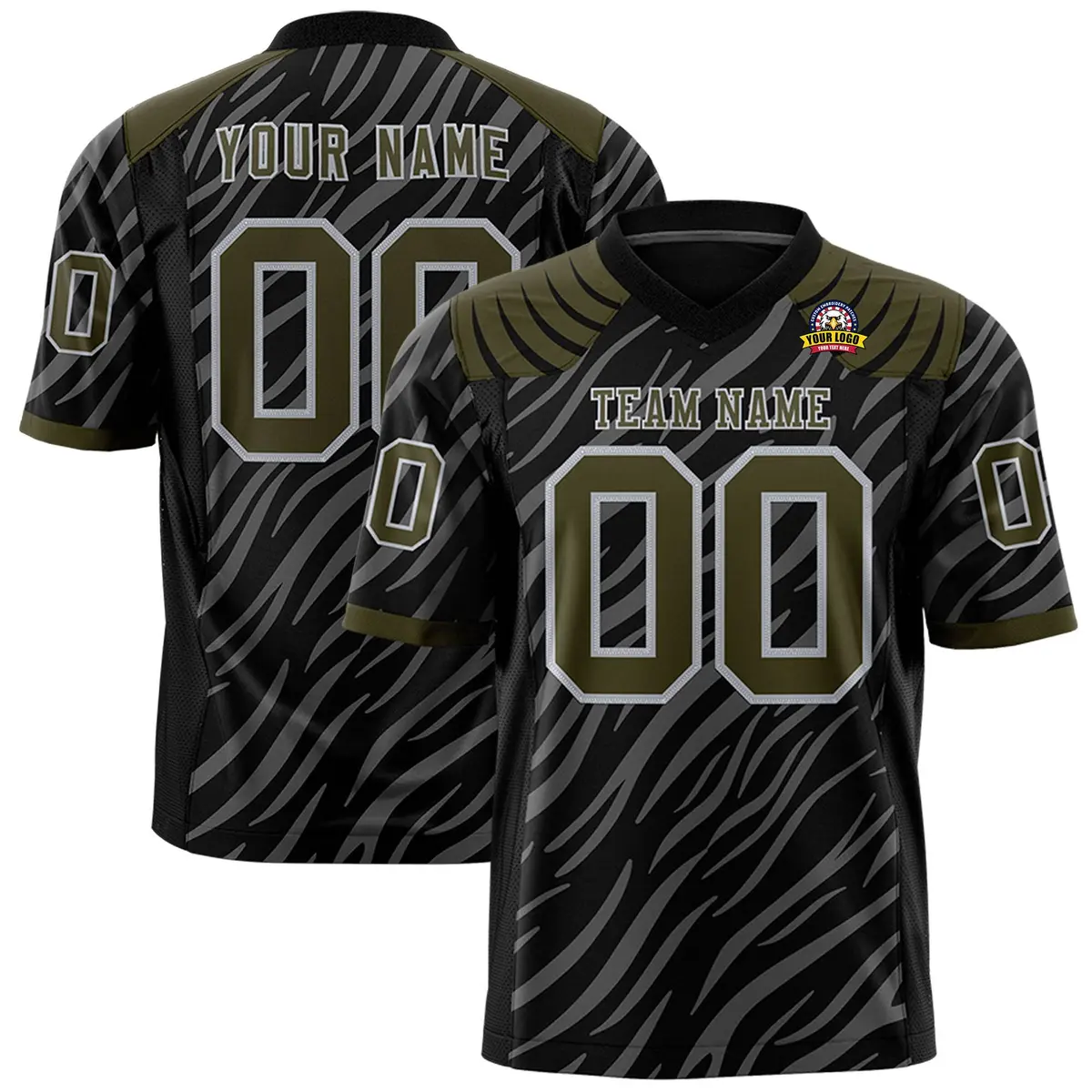 Black Gray Tiger Stripe Graffiti Pattern Football Jersey