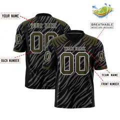 Black Gray Tiger Stripe Graffiti Pattern Football Jersey 2