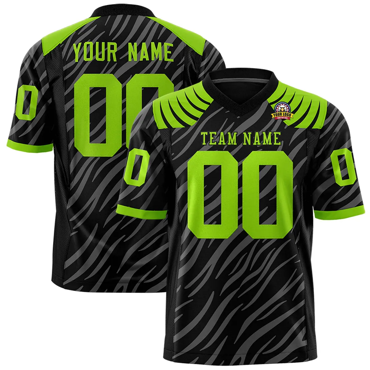 Black Gray Tiger Stripe Graffiti Pattern Football Jersey