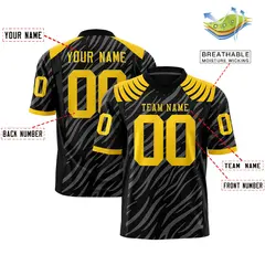 Black Gray Tiger Stripe Graffiti Pattern Football Jersey 2