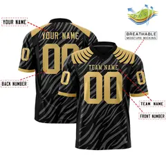 Black Gray Tiger Stripe Graffiti Pattern Football Jersey 2