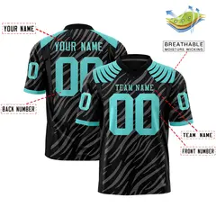 Black Gray Tiger Stripe Graffiti Pattern Football Jersey 2