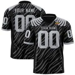 Black Gray Tiger Stripe Graffiti Pattern Football Jersey 1